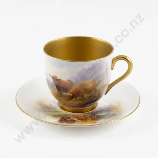 Royal Worcester Hand Painted Cabinet Cup & Saucer