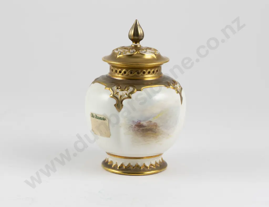 Royal Worcester Hand Painted Pot Pourri Vase & Cover Image 1++