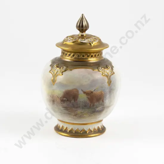 Royal Worcester Hand Painted Pot Pourri Vase & Cover