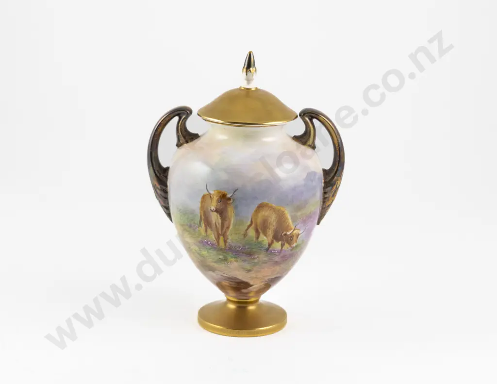 Royal Worcester Hand Painted Vase & Cover Image 1++