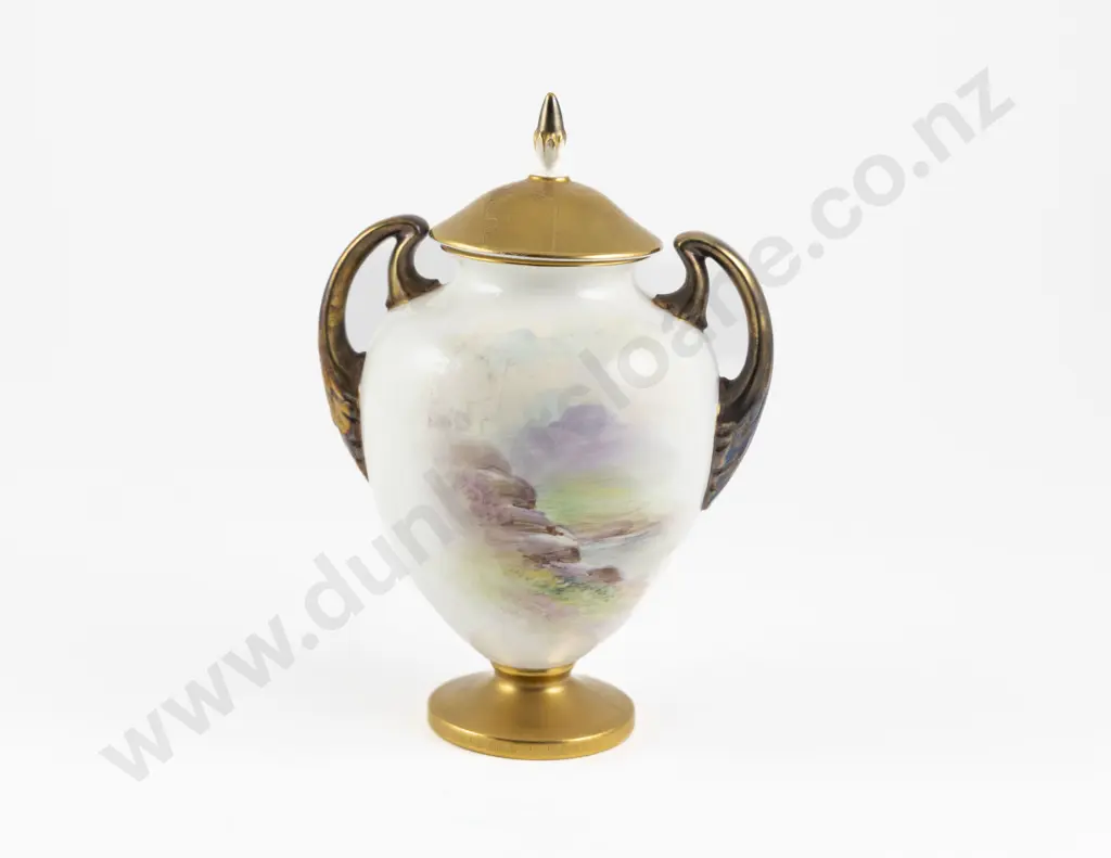 Royal Worcester Hand Painted Vase & Cover Image 1++