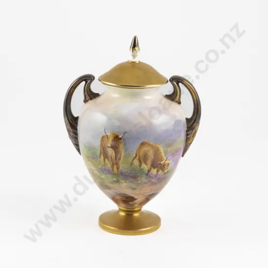 Royal Worcester Hand Painted Vase & Cover
