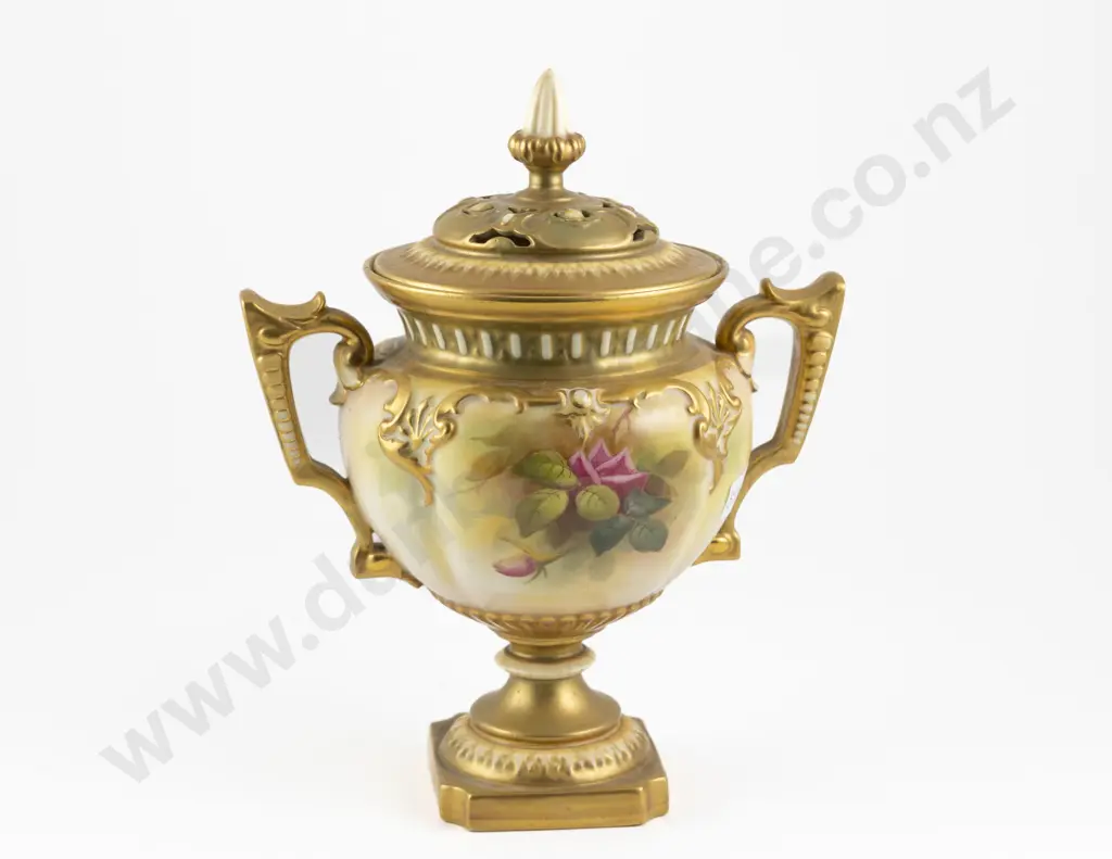 Royal Worcester Hand Painted Urn and Cover Image 1++