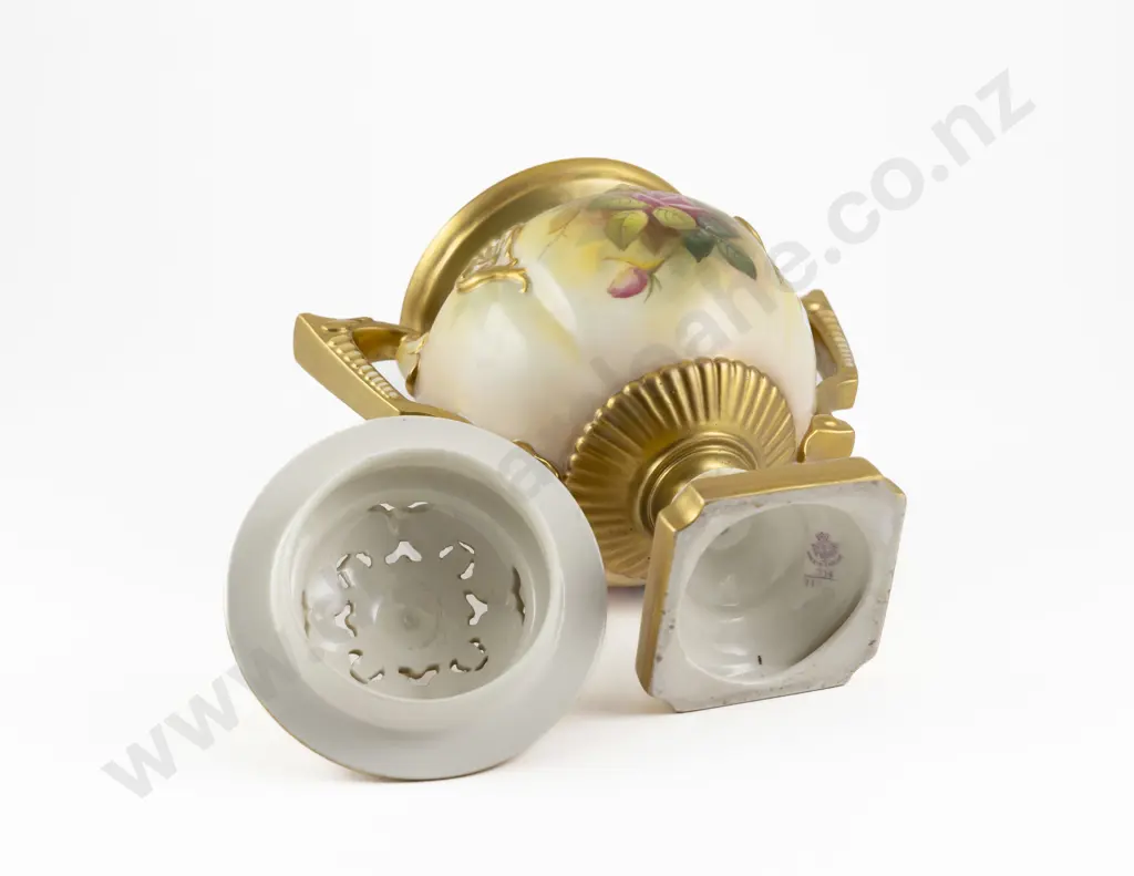 Royal Worcester Hand Painted Urn and Cover Image 1++