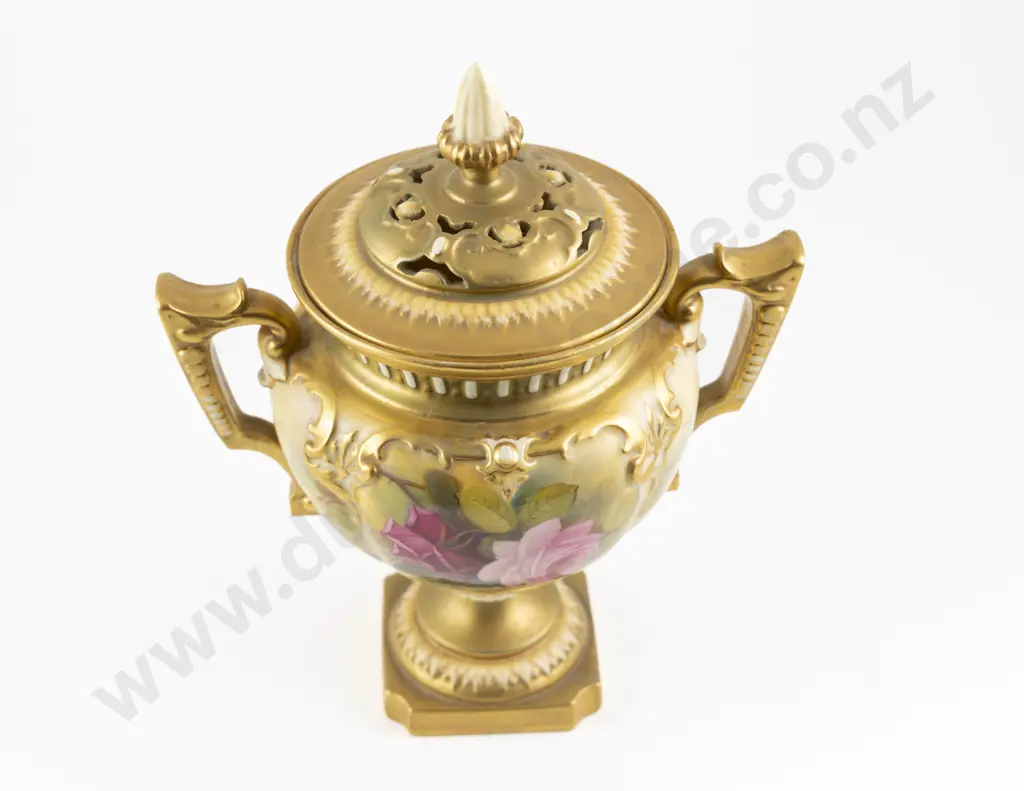 Royal Worcester Hand Painted Urn and Cover Image 1++