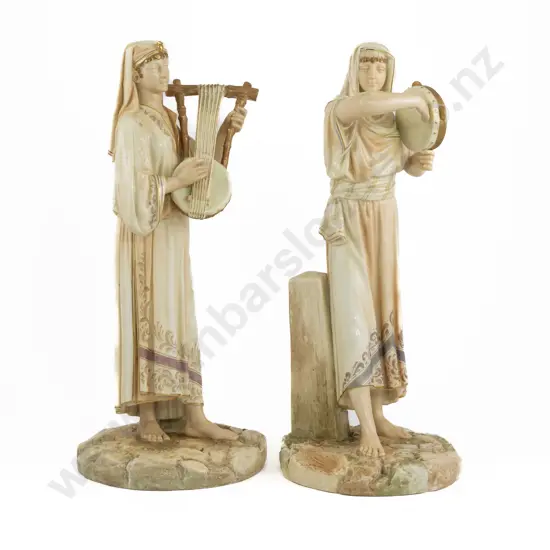 Pair Royal Worcester Egyptian Female Musicians