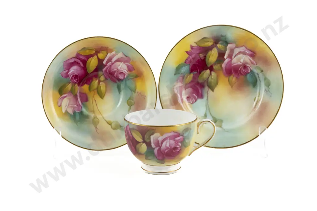 Royal Worcester Tea Cup Saucer and Plate Image 1++