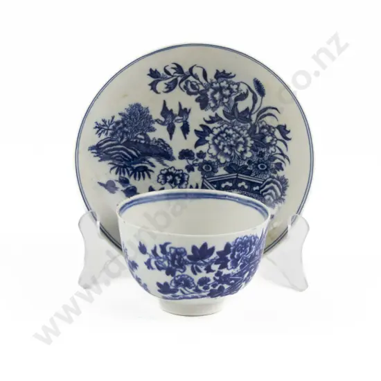 Late C18th First Period Worcester Tea Bowl and Near Matched Saucer