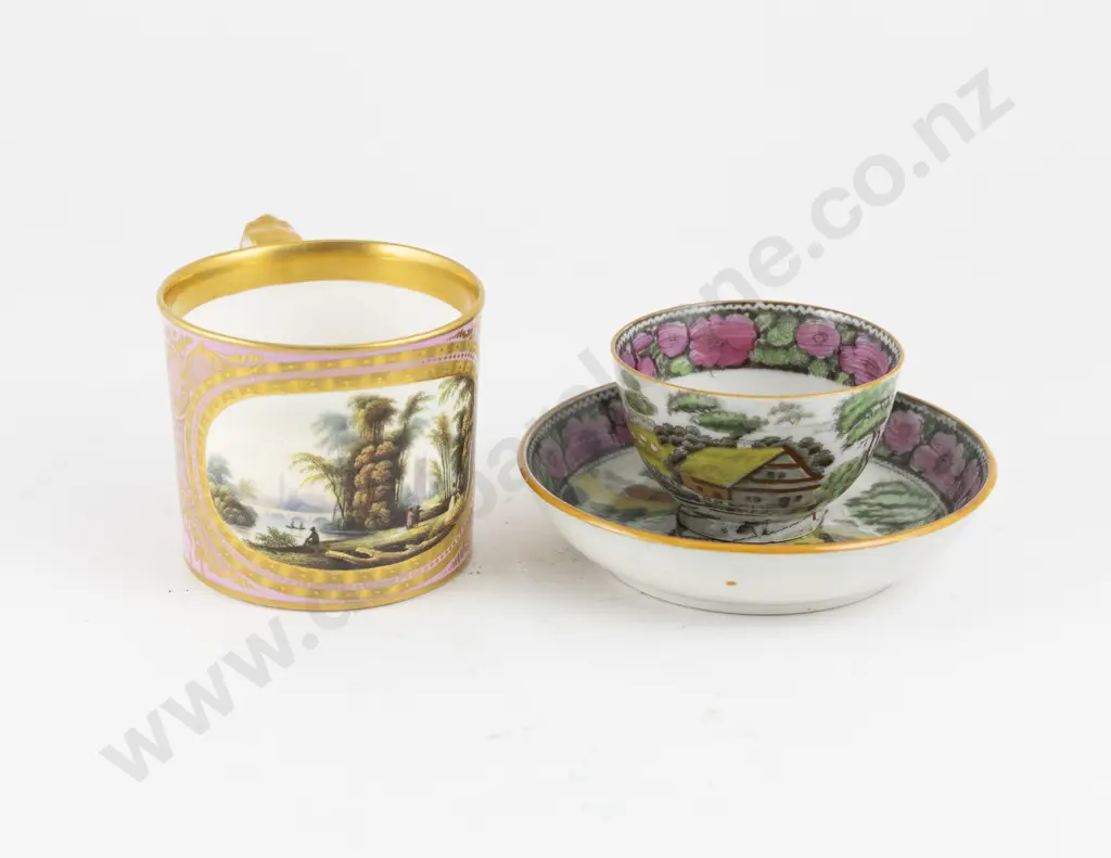 English Pearlware Tea Bowl and Saucer Image 1++
