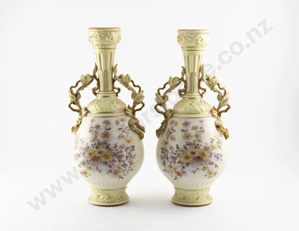 Pair Royal Rudolstadt Specimen Bottle Mantel Vases Image 1++