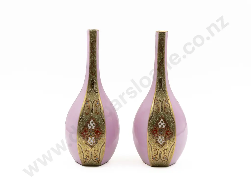 C1870-80 Coalport Salopian Bottle Vases Image 1++
