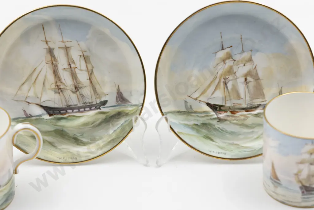 Pair C20th Royal Crown Derby Coffee Can and Saucers Image 1++