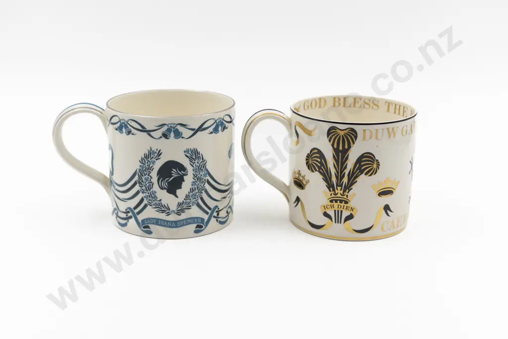Two Wedgwood Royal Commemorative Mugs Designed By Richard Guyatt Image 1++