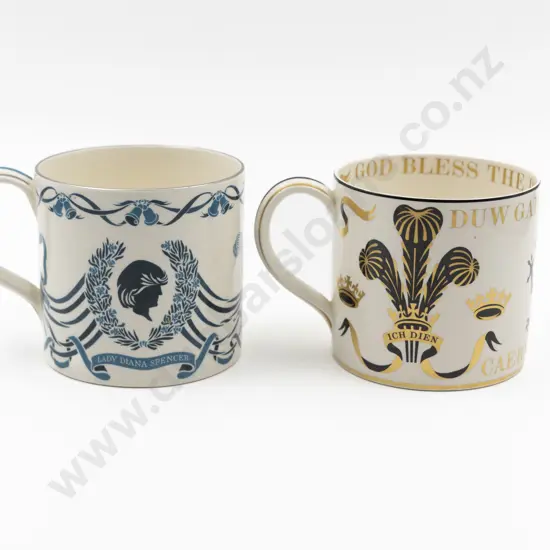 Two Wedgwood Royal Commemorative Mugs Designed By Richard Guyatt
