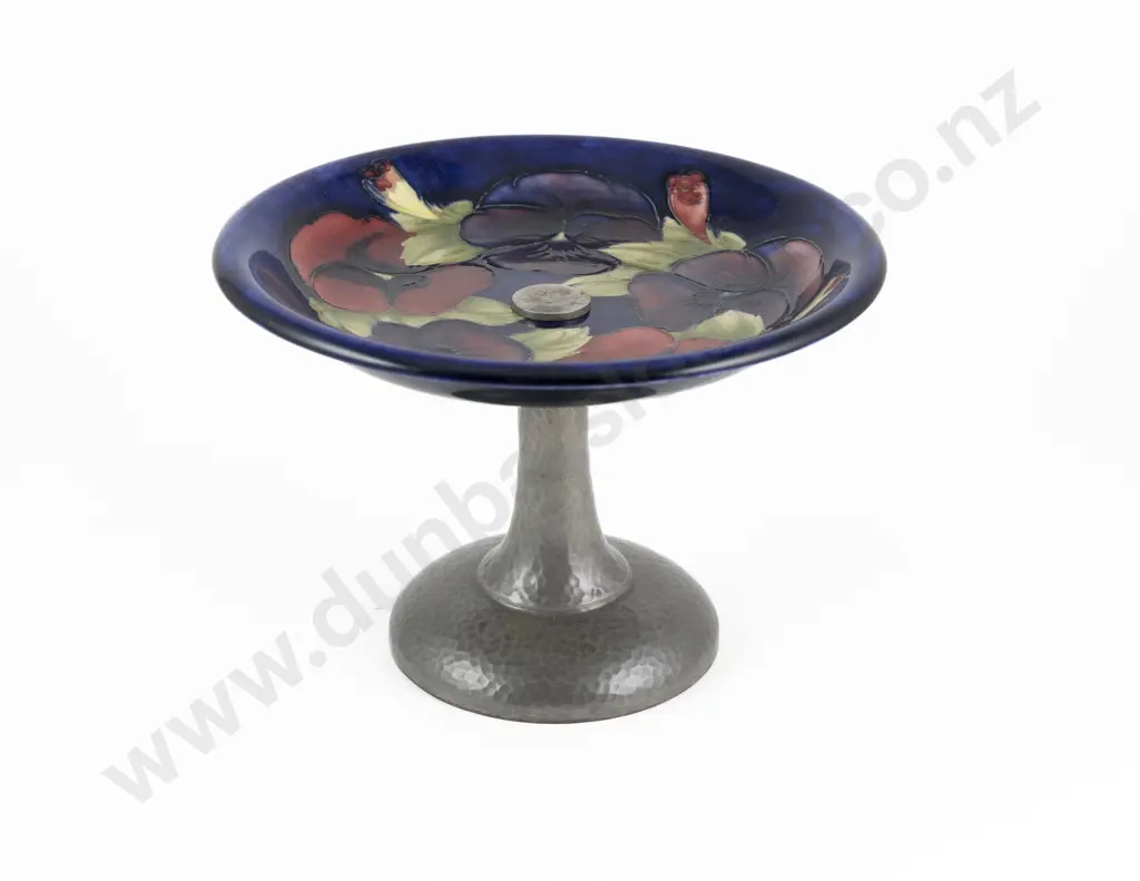 William Moorcroft Pansy Pattern Tudric Pewter Based Comport Image 1++