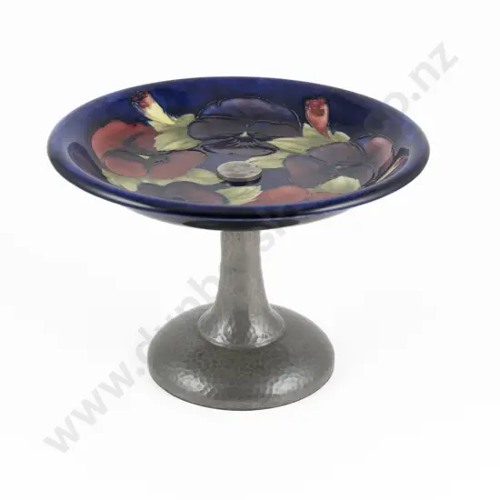 William Moorcroft Pansy Pattern Tudric Pewter Based Comport