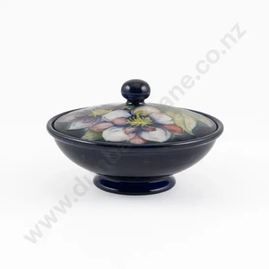 William Moorcroft Clematis Pattern Footed Circular Bowl & Cover