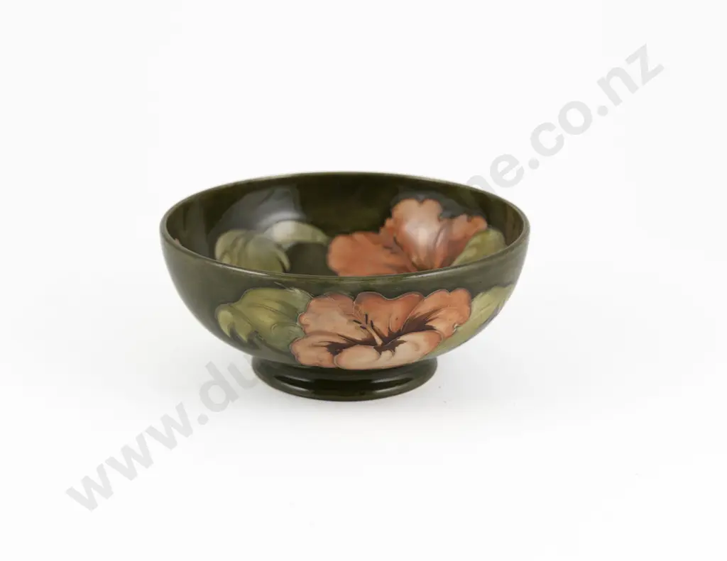 Walter Moorcroft Coral Hibiscus Pattern Footed Circular Bowl Image 1++