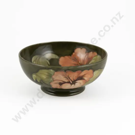 Walter Moorcroft Coral Hibiscus Pattern Footed Circular Bowl