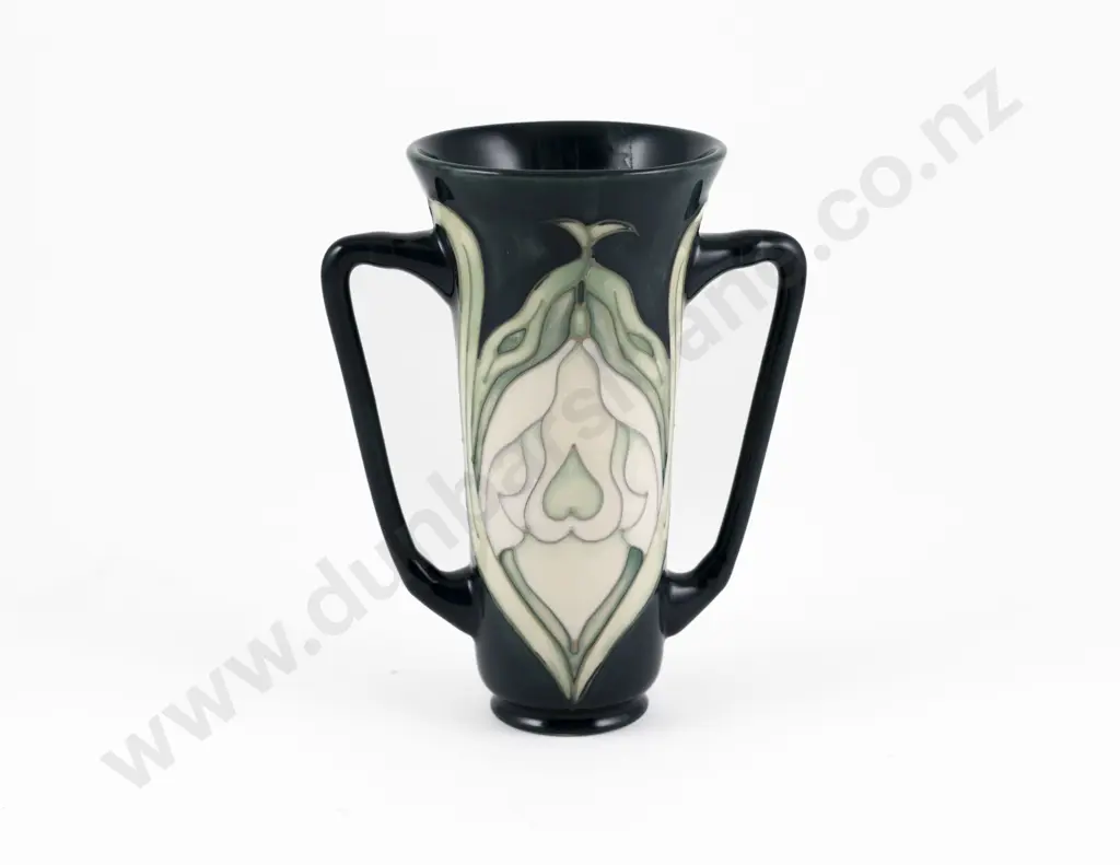 Modern Moorcroft Two Handled Snowdrop Pattern Vase Image 1++