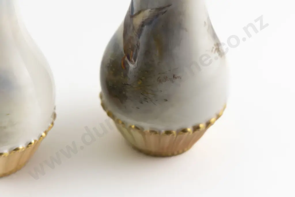 Pair Royal Worcester Hand Painted Vases Image 1++