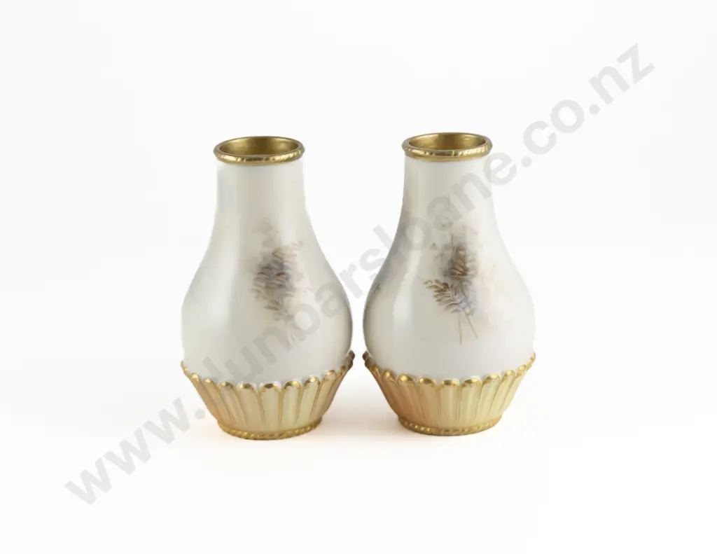 Pair Royal Worcester Hand Painted Vases Image 1++