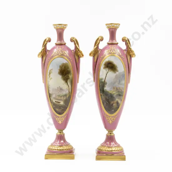 Pair Royal Worcester Hand Painted Vases