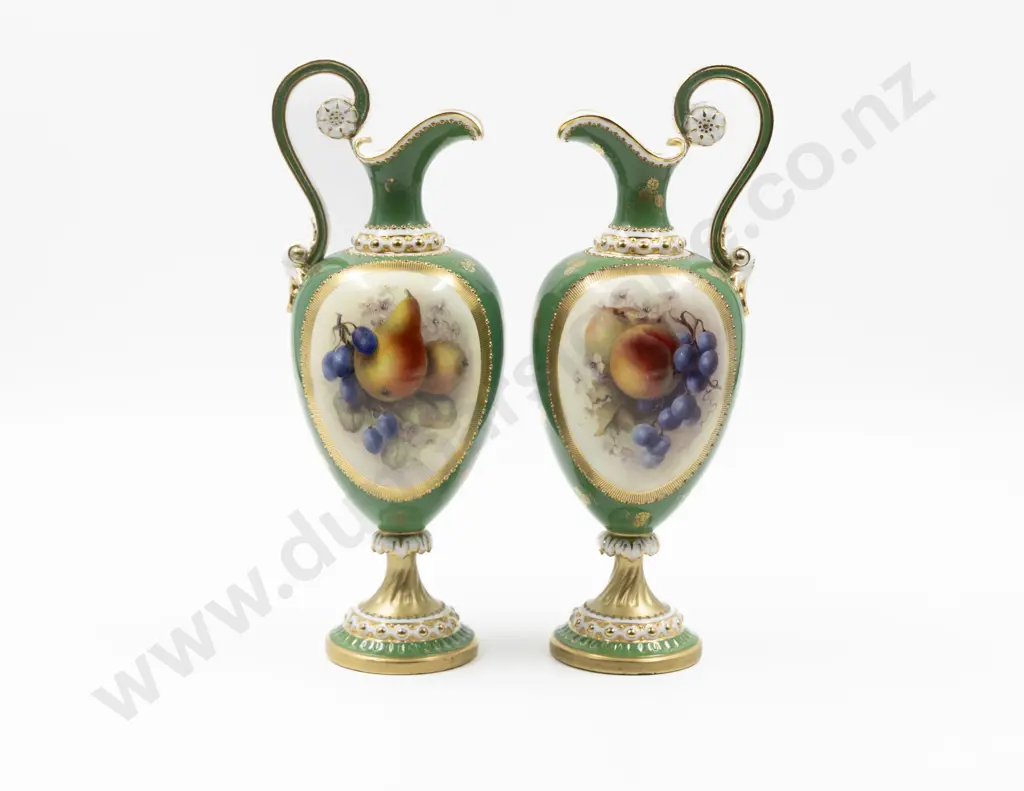 Pair Royal Worcester Hand Painted Ewers Image 1++