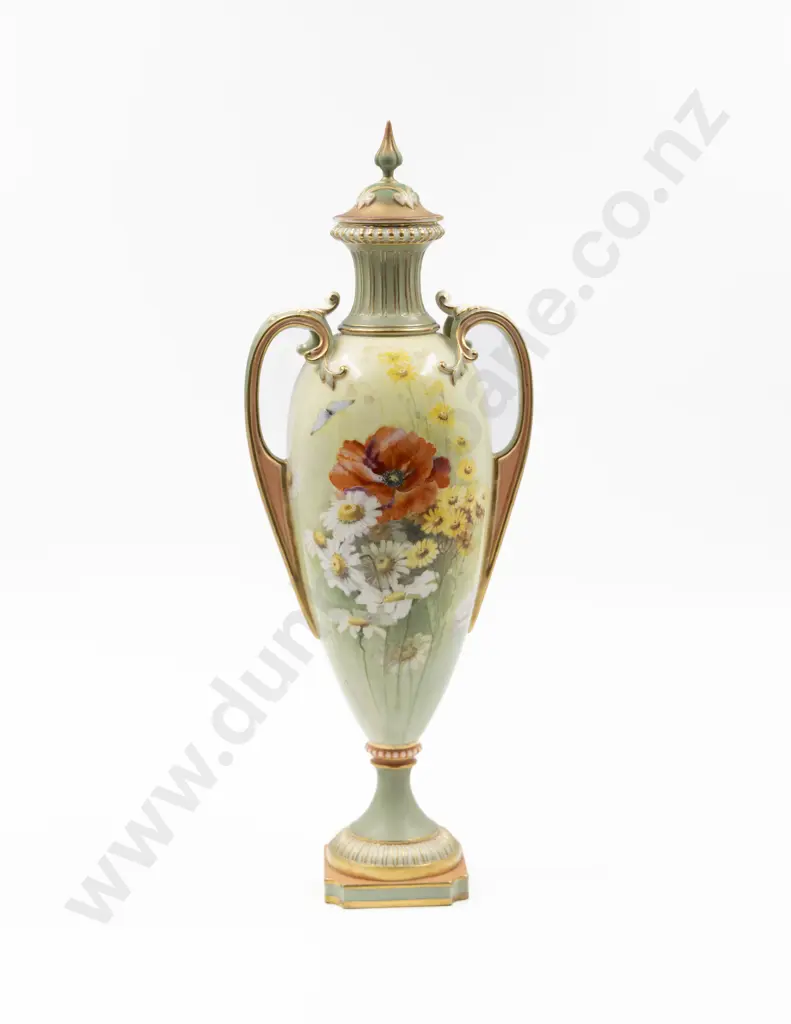 Royal Worcester Hand Painted Vase and Cover Image 1++