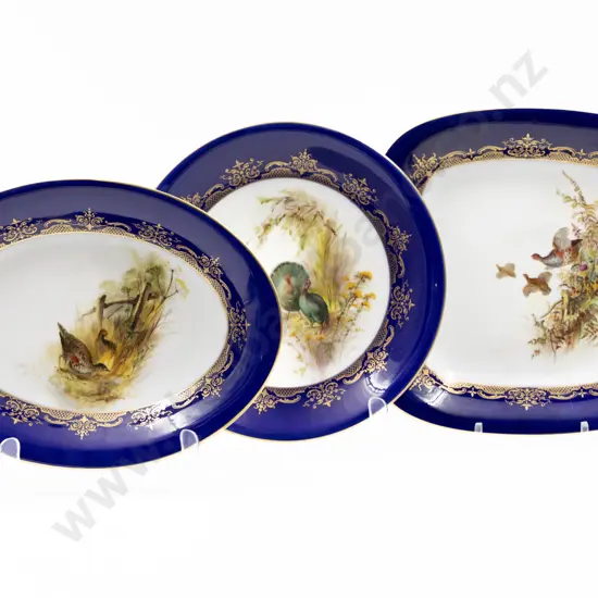 Three Royal Worcester Hand Painted Dessert Service Dishes