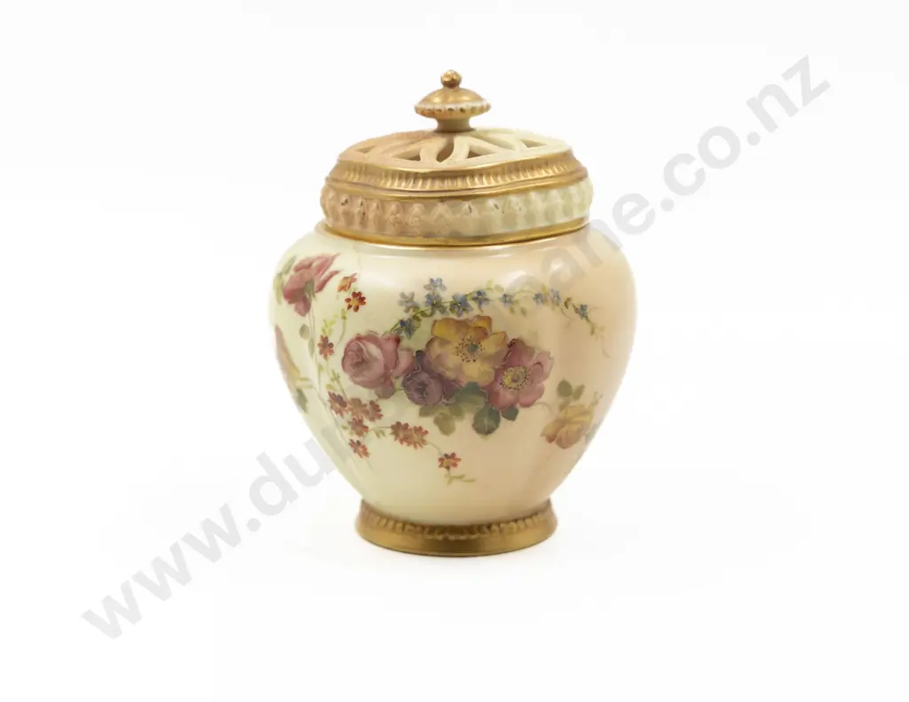 Royal Worcester Hand Painted Potpourri Urn and Cover Image 1++