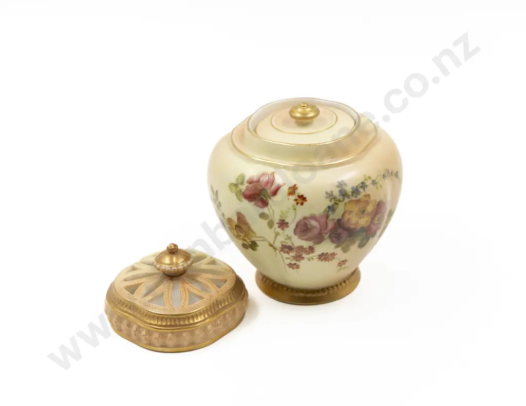Royal Worcester Hand Painted Potpourri Urn and Cover Image 1++