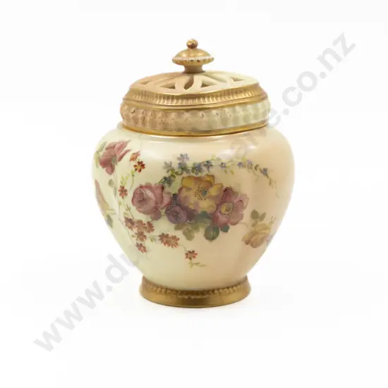 Royal Worcester Hand Painted Potpourri Urn and Cover