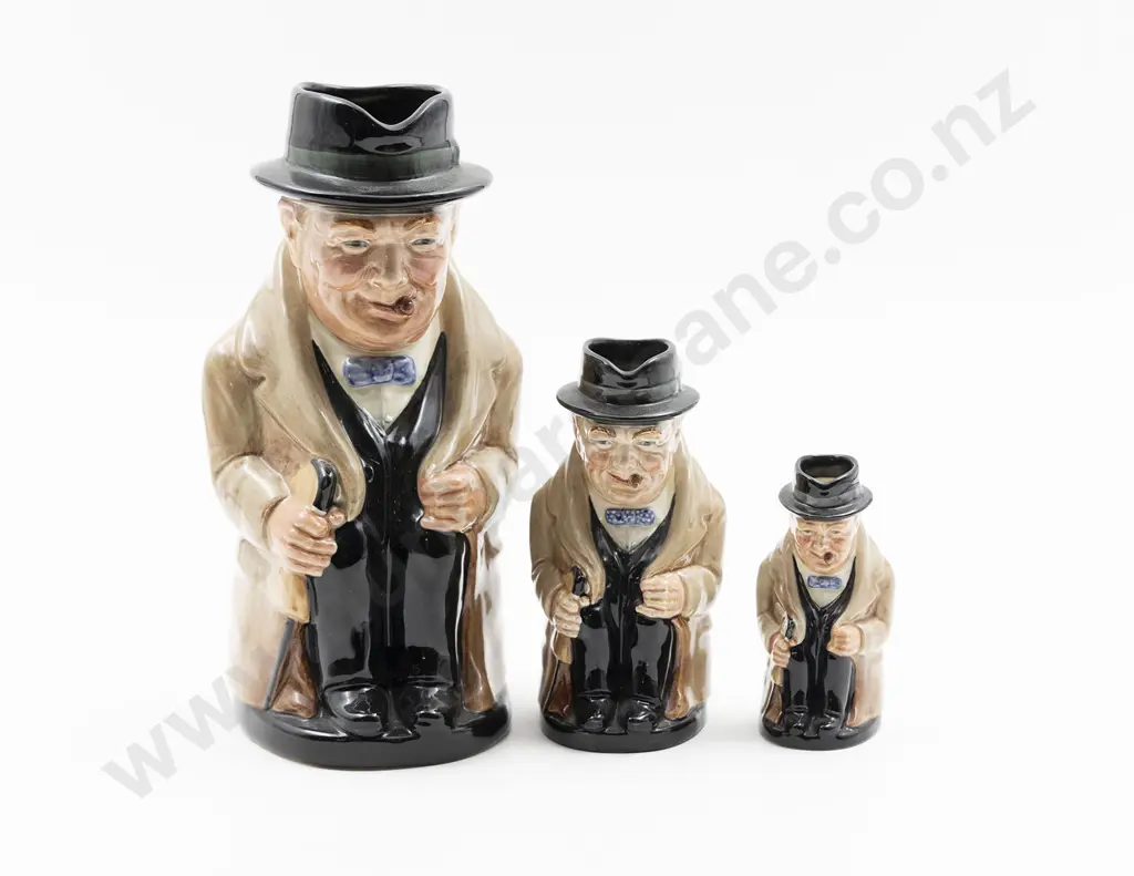 Set Of Three Graduated Royal Doulton Winston Churchill Jugs Image 1++