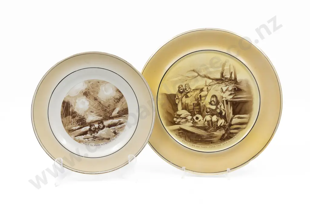 Grimwades WWI Bruce Bairnsfather Old Bill Circular Plate and Plate Image 1++