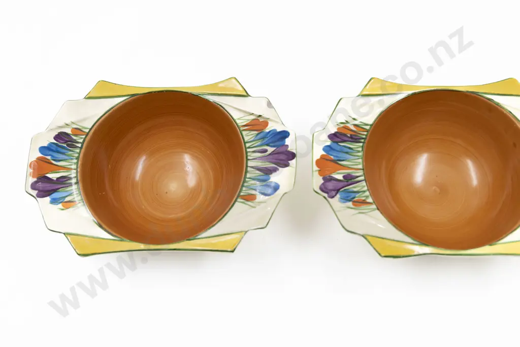 Two Clarice Cliff Bizarre Dessert Bowls Image 1++