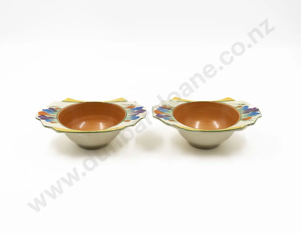 Two Clarice Cliff Bizarre Dessert Bowls Image 1++