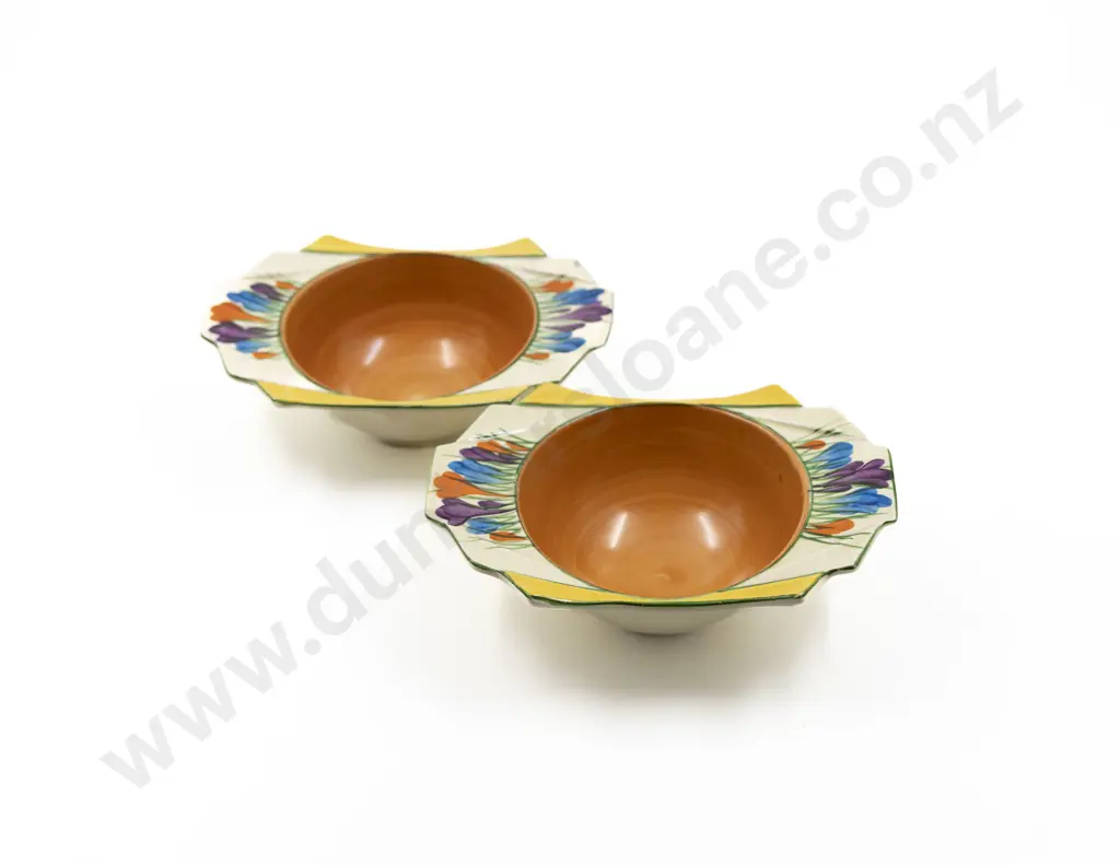 Two Clarice Cliff Bizarre Dessert Bowls Image 1++