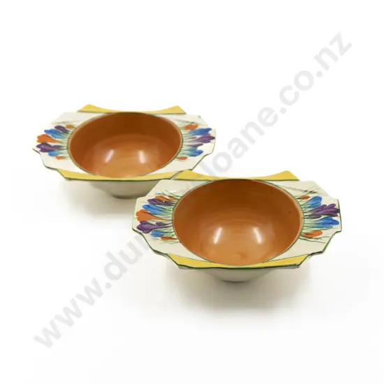 Two Clarice Cliff Bizarre Dessert Bowls