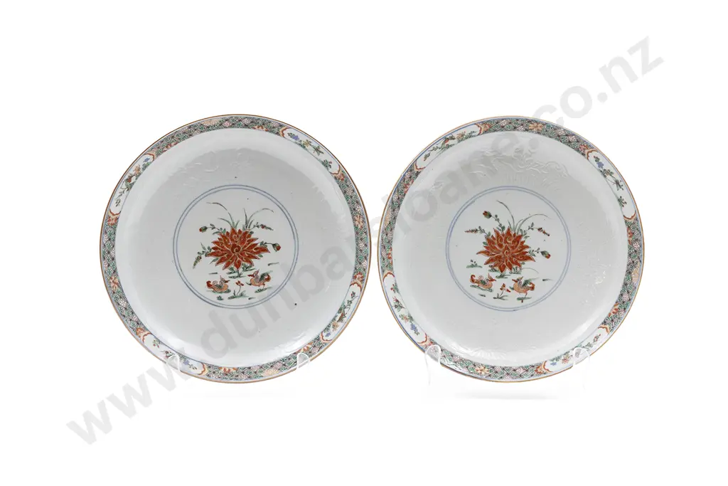 Pair C19th Chinese Fine Porcelain Shallow Bowls Image 1++