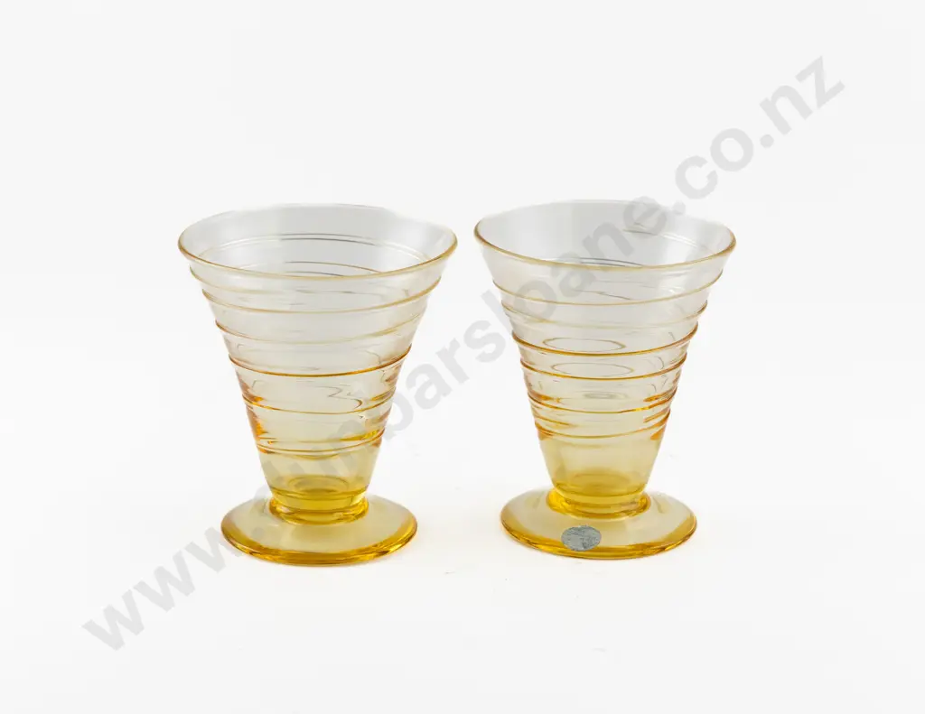 Pair Of Whitefriars Amber Spiral Ribbon Pattern Vases Image 1++