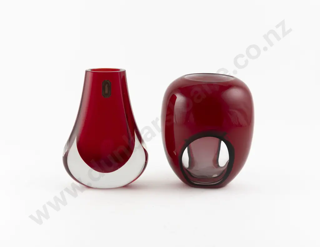 Small C1970s Whitefriars Ruby Red Encased Glass Vase Image 1++
