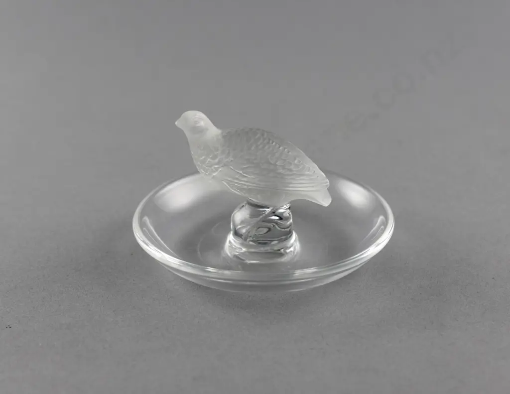 Lalique Frosted/Clear Grouse Ring Dish Image 1++