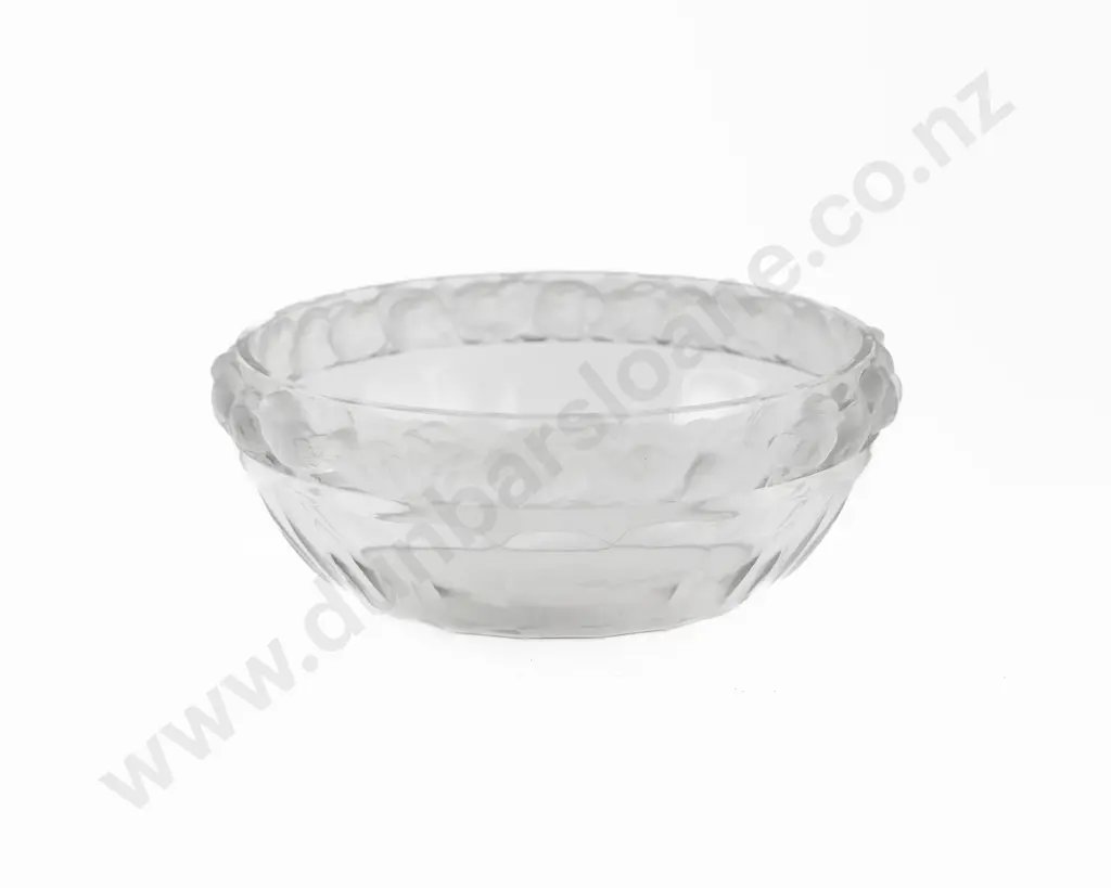 Lalique Clear & Frosted Glass "Mesanges" Pattern Fruit Bowl Image 1++