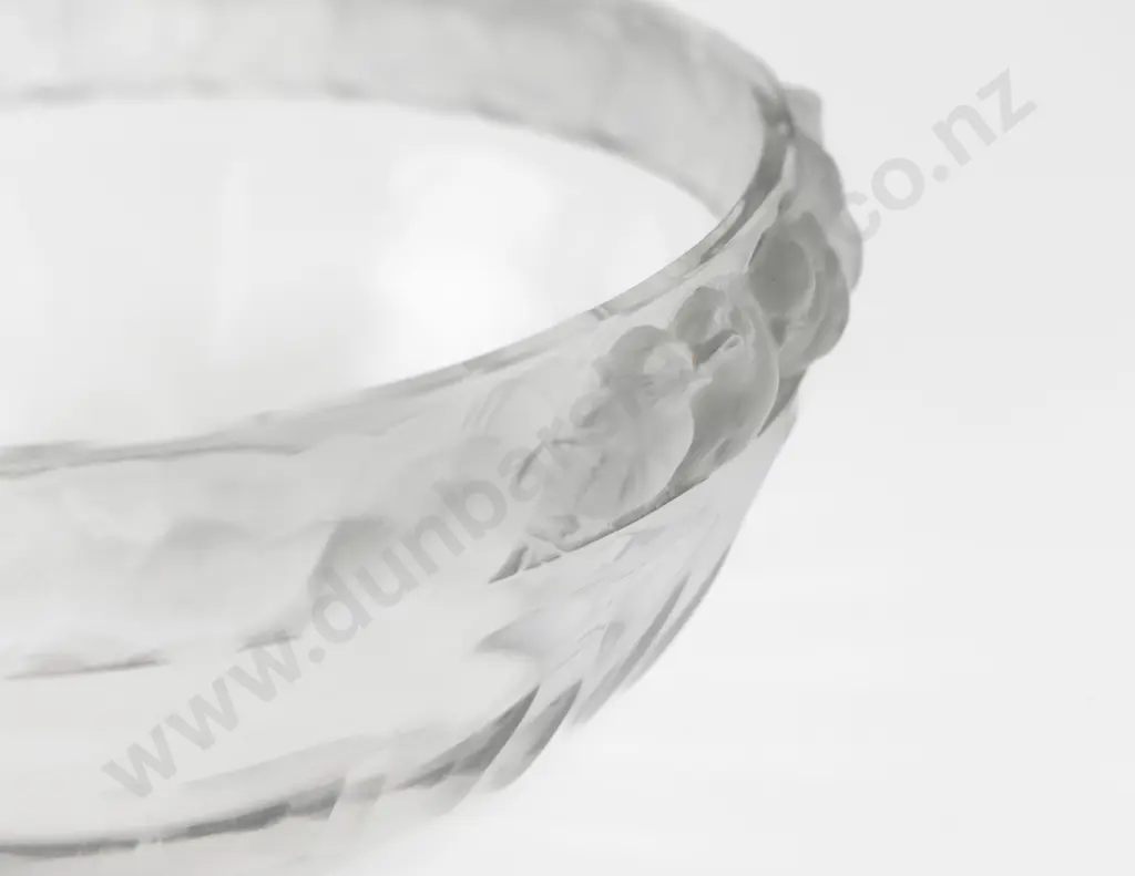 Lalique Clear & Frosted Glass "Mesanges" Pattern Fruit Bowl Image 1++