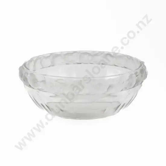 Lalique Clear & Frosted Glass "Mesanges" Pattern Fruit Bowl