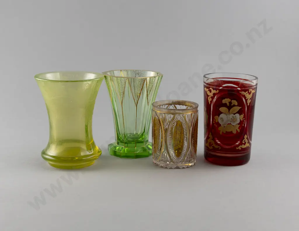 Four Late C19th Bohemian Glass Beakers Image 1++