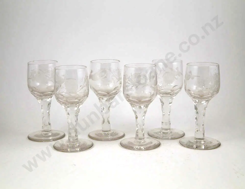 Set Of Six C19th Wine Glasses Image 1++