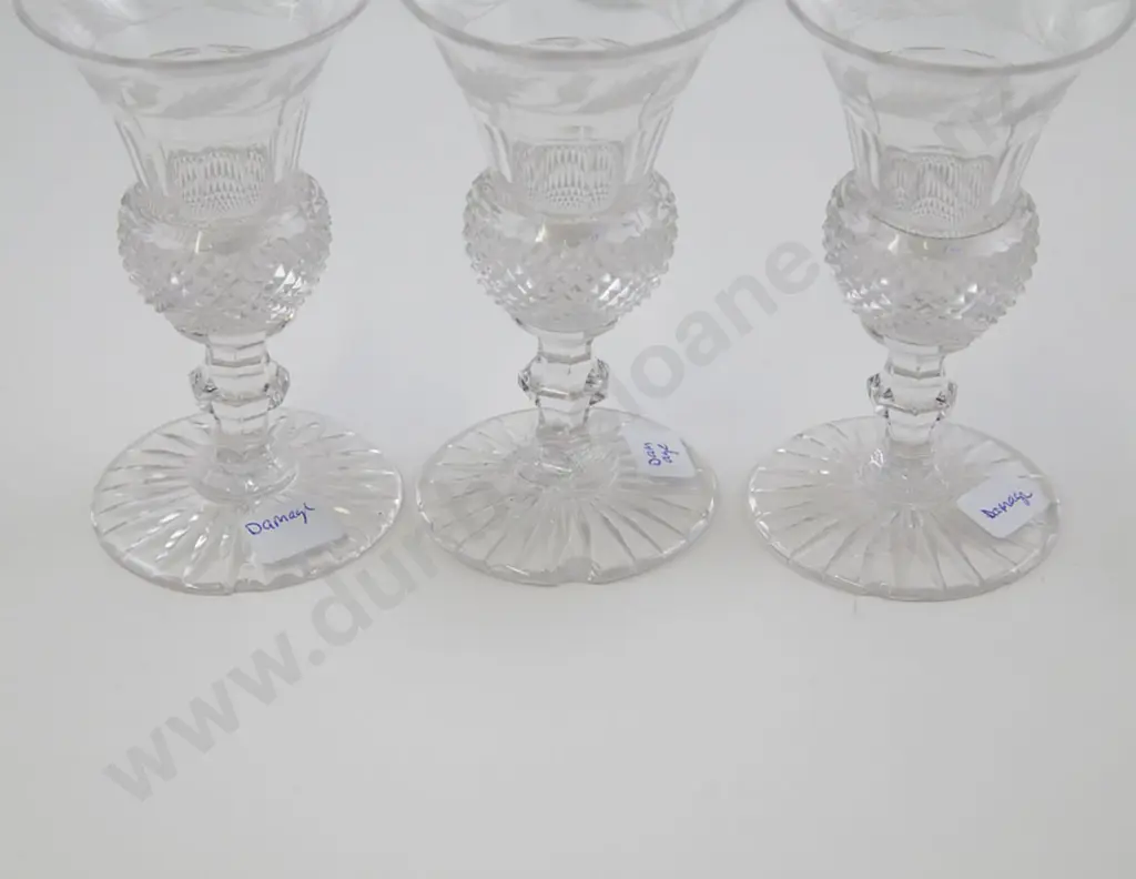 Six Thistle Shaped Port Glasses & Three Matching Liqueur Image 1++
