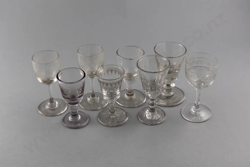 Eight Various Small Vict & Edw Drinking Glasses Image 1++